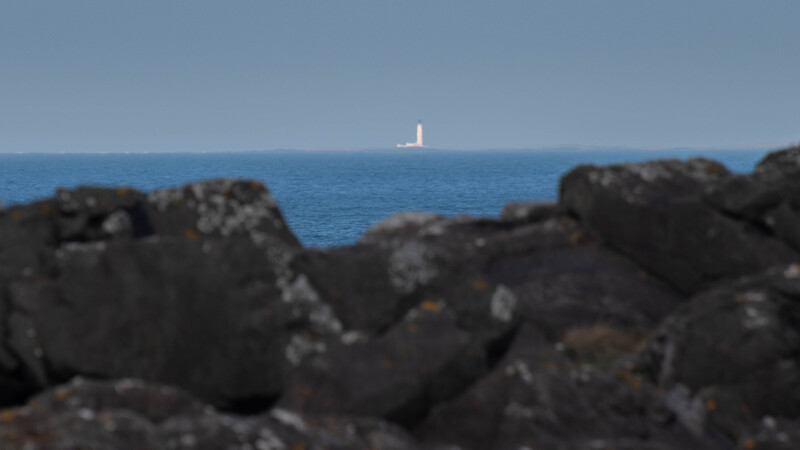 Hyskeir lighthouse from the camp at Harris Bay