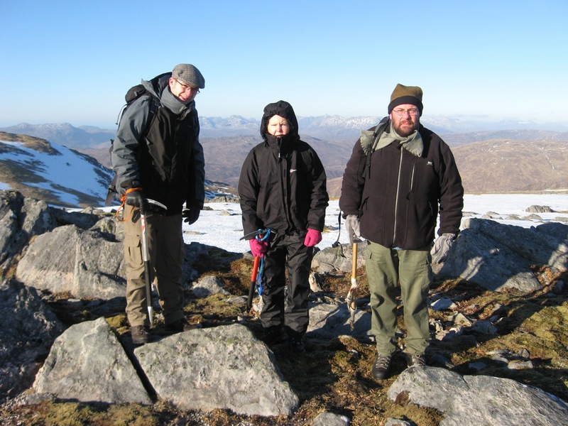 Nathan Sandra and Graeme on the summit of Faochaig