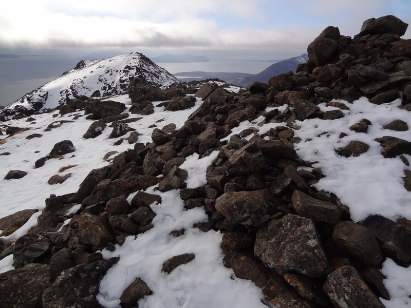 The south summit and Rum from the summit of Blaven