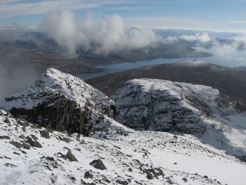 Looking down the ascent route on Blaven